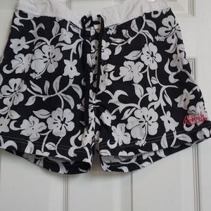 REEBOK Womens board shorts black & white floral size Small
